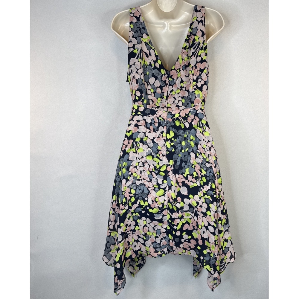 BCBG Max Azria Jessica Floral Ruffle Dress Sz 4 Handkerchief Hem Romantic - Picture 2 of 5